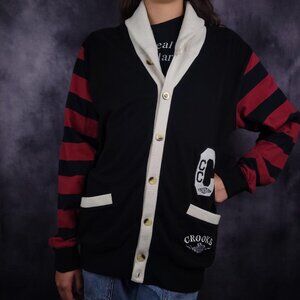 Crooks & Castles letterman goth emo prep academia Y2K style cardigan